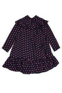 Ruffled and patterned dress - Blue Navy