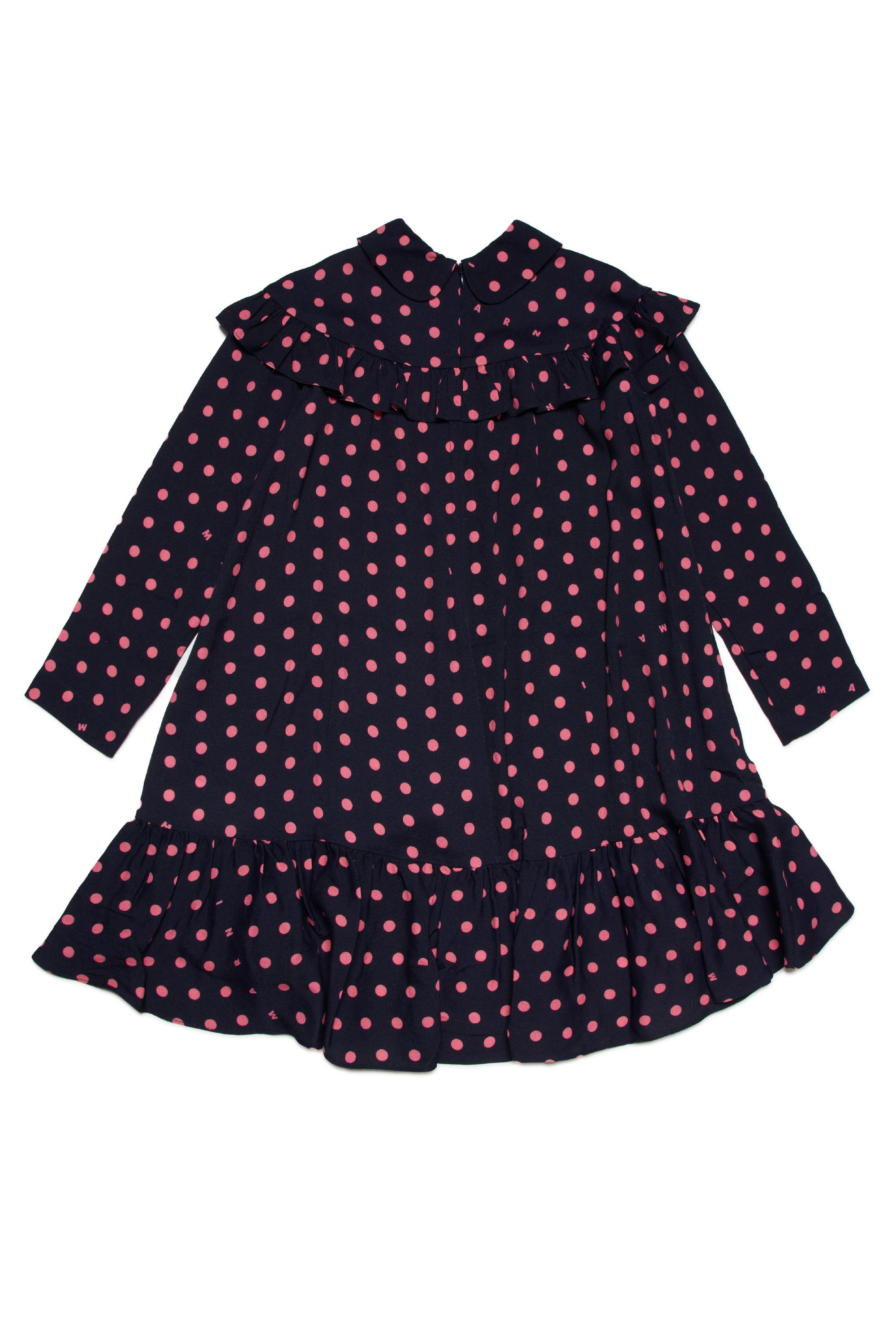 Ruffled and patterned dress - Blue Navy