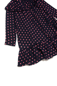 Ruffled and patterned dress - Blue Navy