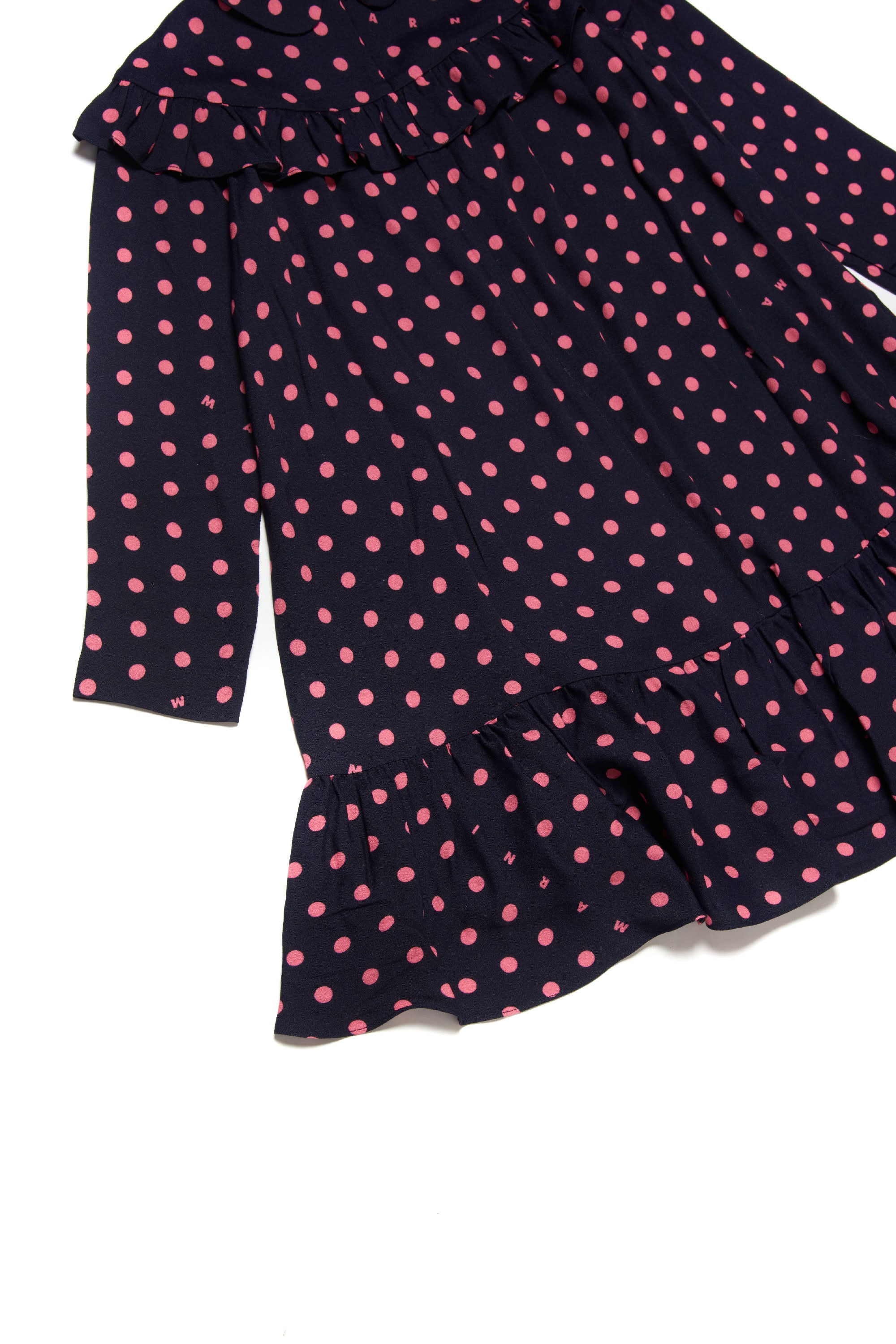 Ruffled and patterned dress - Blue Navy