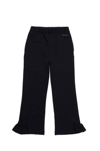 Flared trousers with ruffles - Black