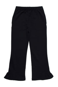 Flared trousers with ruffles - Black