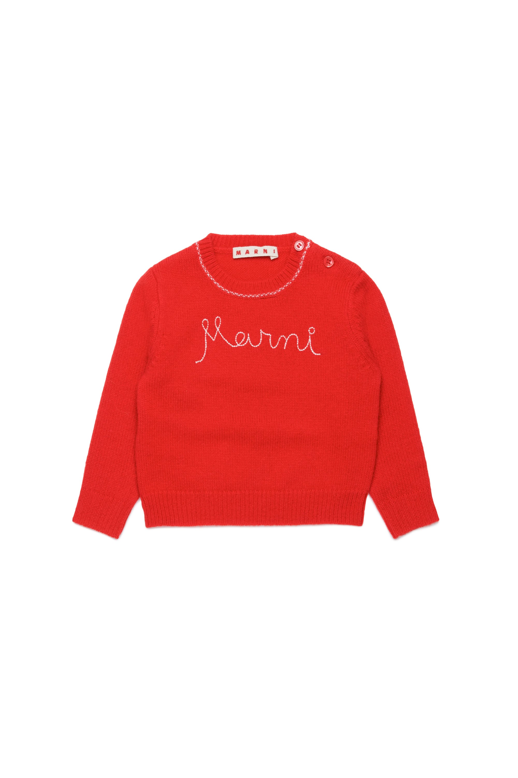 Pull à broderie en laine et cahemire - Bright Red