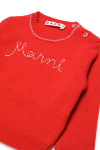 Pull à broderie en laine et cahemire - Bright Red