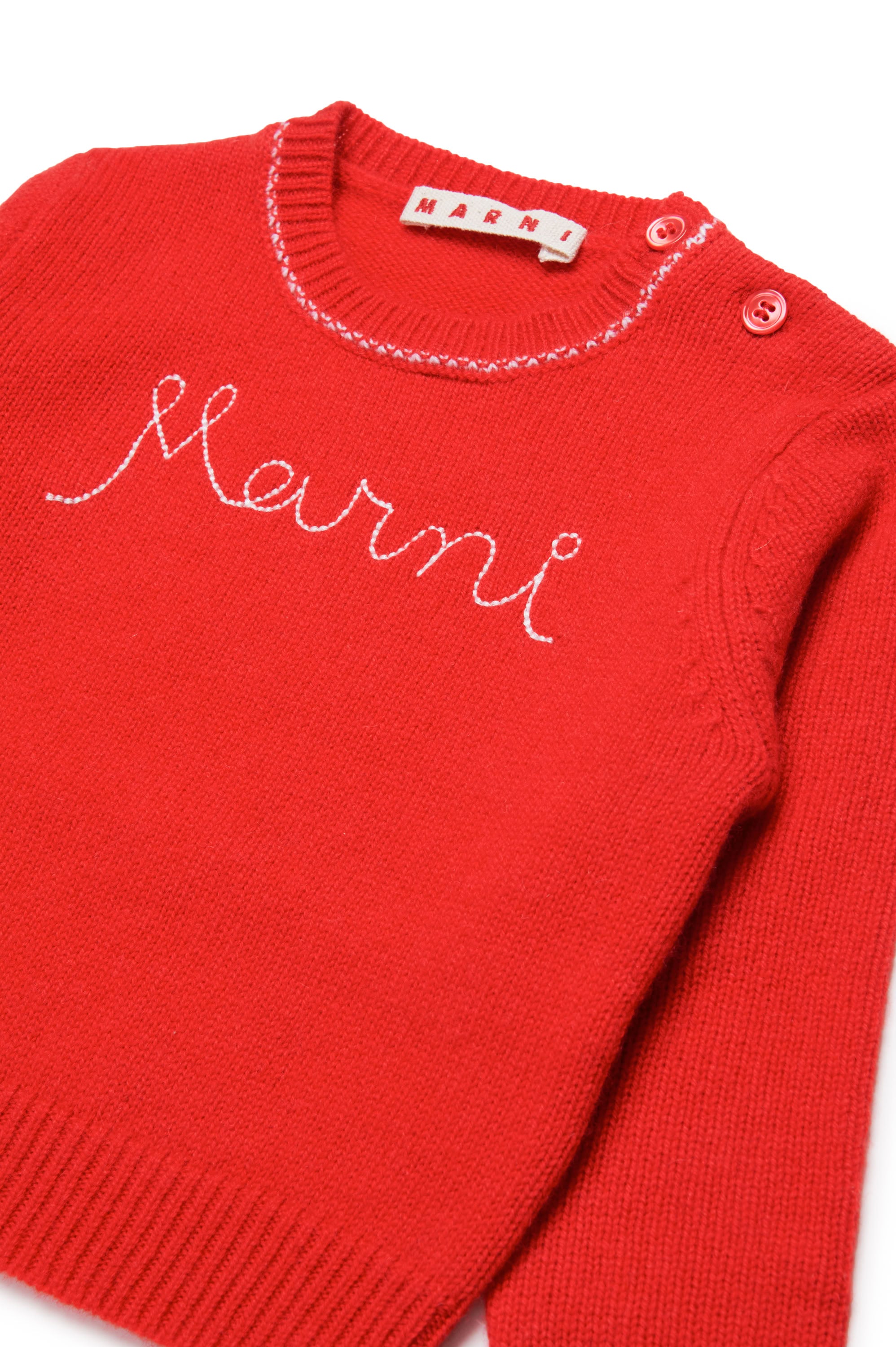 Pull à broderie en laine et cahemire - Bright Red