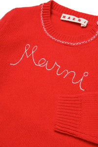 Pull à broderie en laine et cahemire - Bright Red