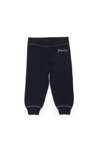 Pantalon de survêtement à taille élastiquée en laine et cahemire - Blue Navy