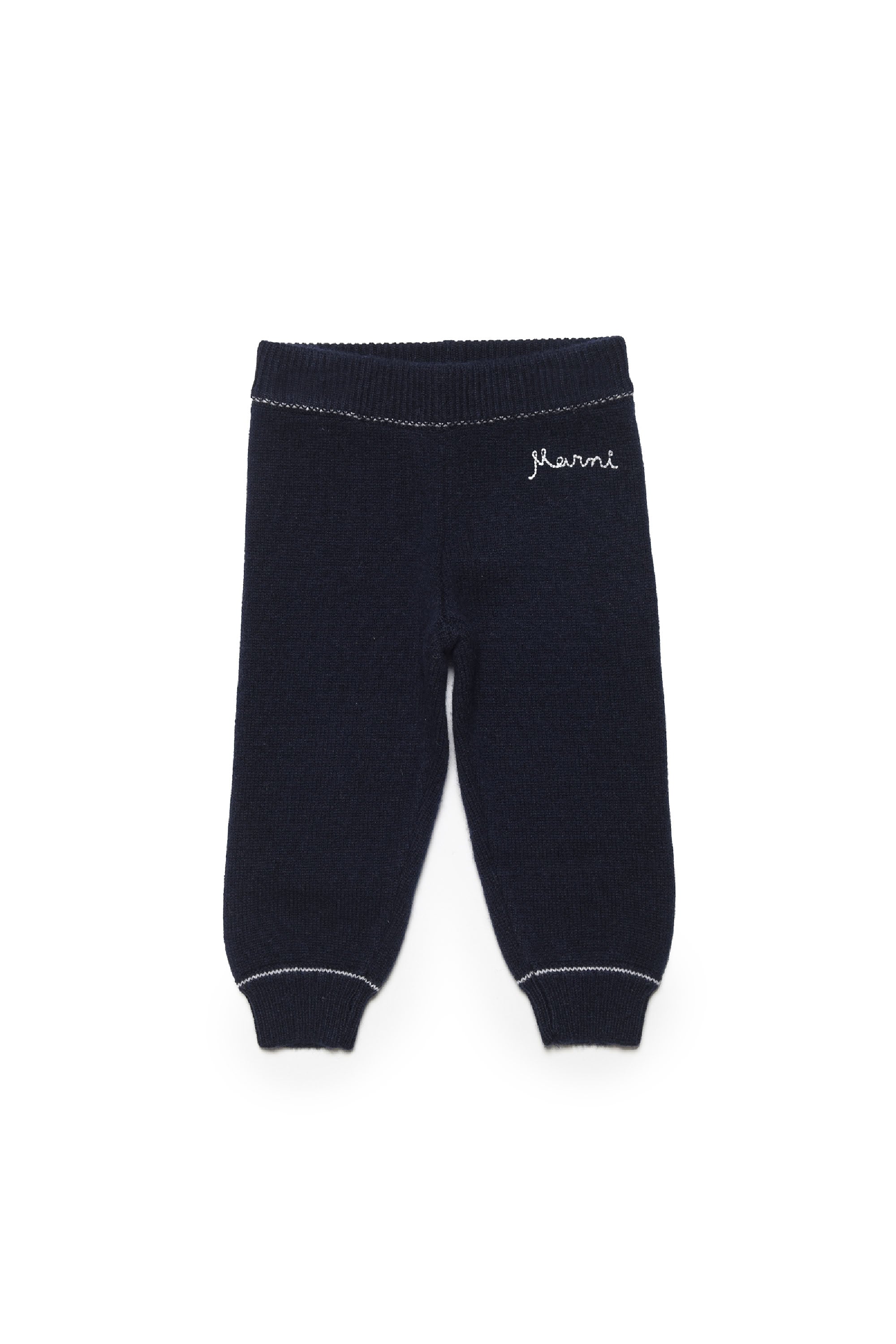 Pantalon de survêtement à taille élastiquée en laine et cahemire - Blue Navy