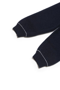 Pantalon de survêtement à taille élastiquée en laine et cahemire - Blue Navy