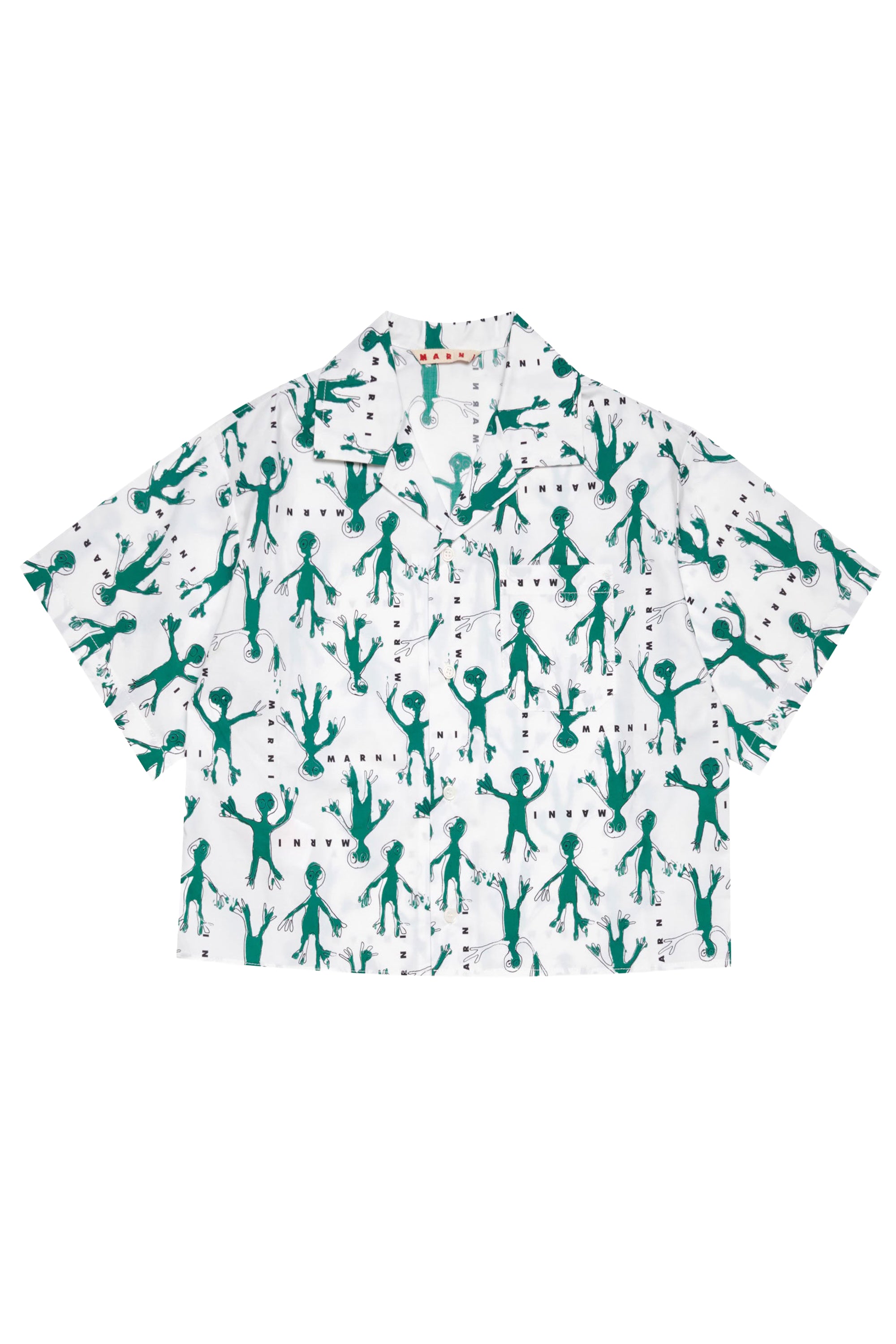 Printed shirt with pockets - White