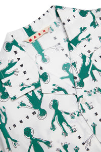 Printed shirt with pockets - White
