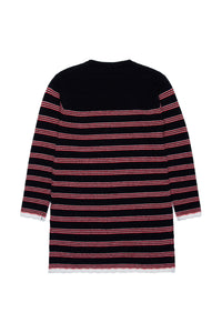 Wool blend striped dress - Black