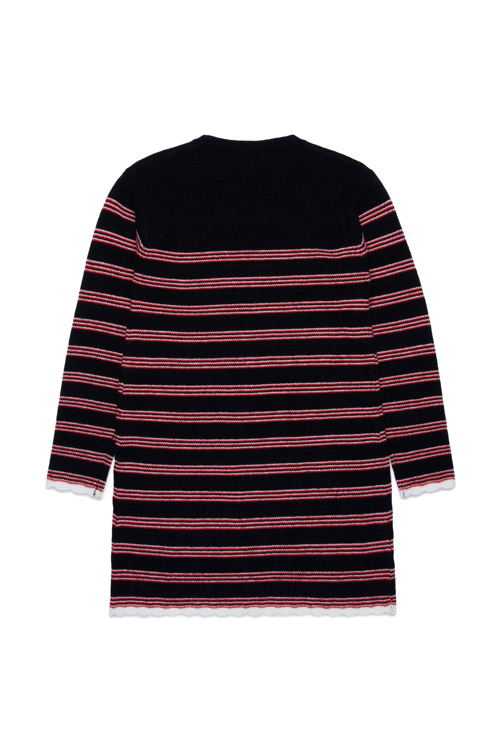 Wool blend striped dress - Black