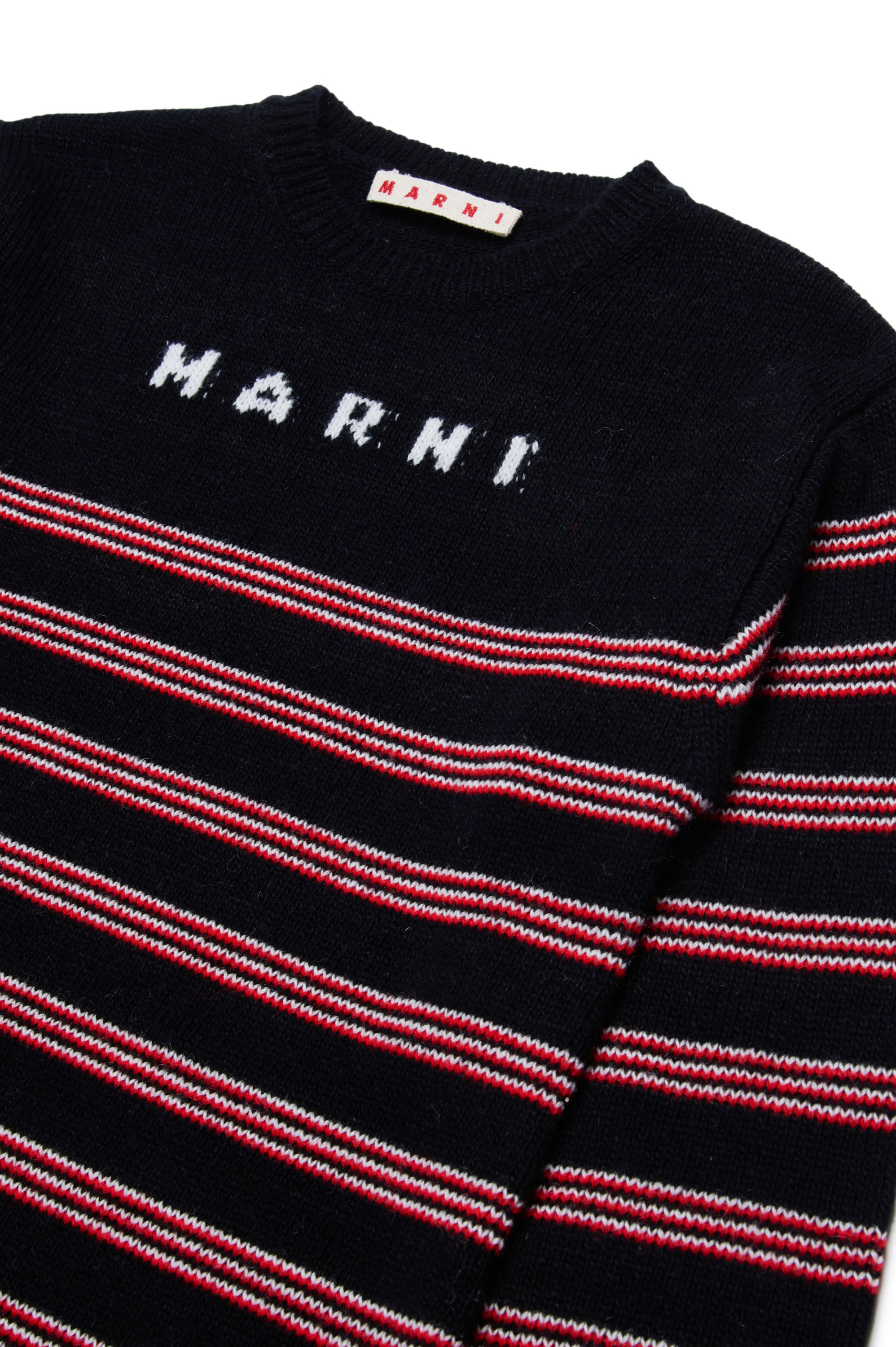 Wool blend striped dress - Black