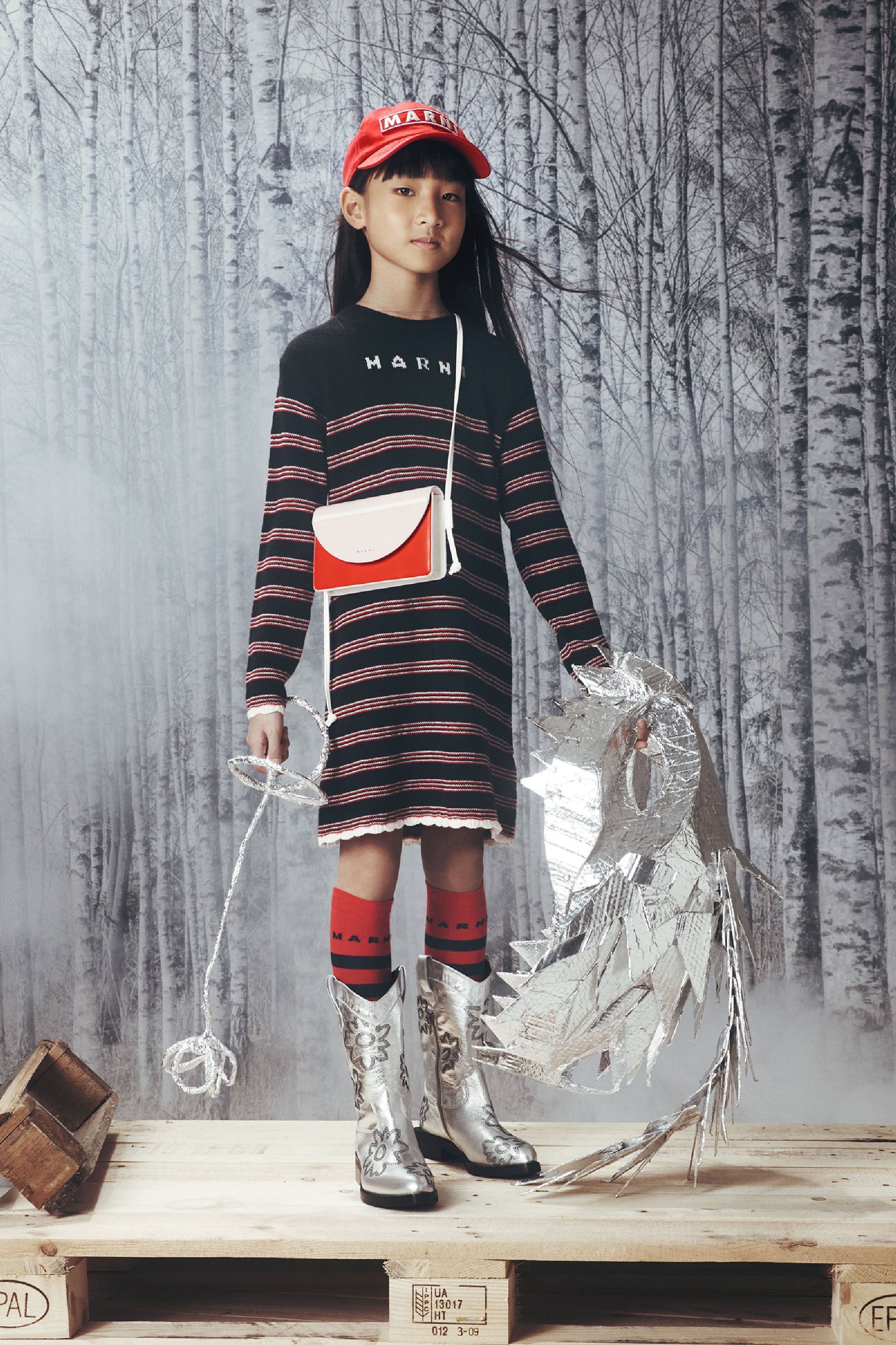 Wool blend striped dress - Black