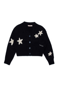 Wool print cardigan - Black