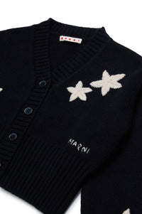 Wool print cardigan - Black