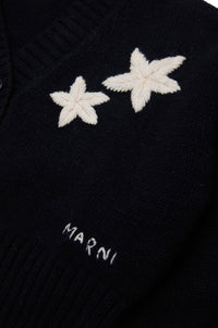 Wool print cardigan - Black