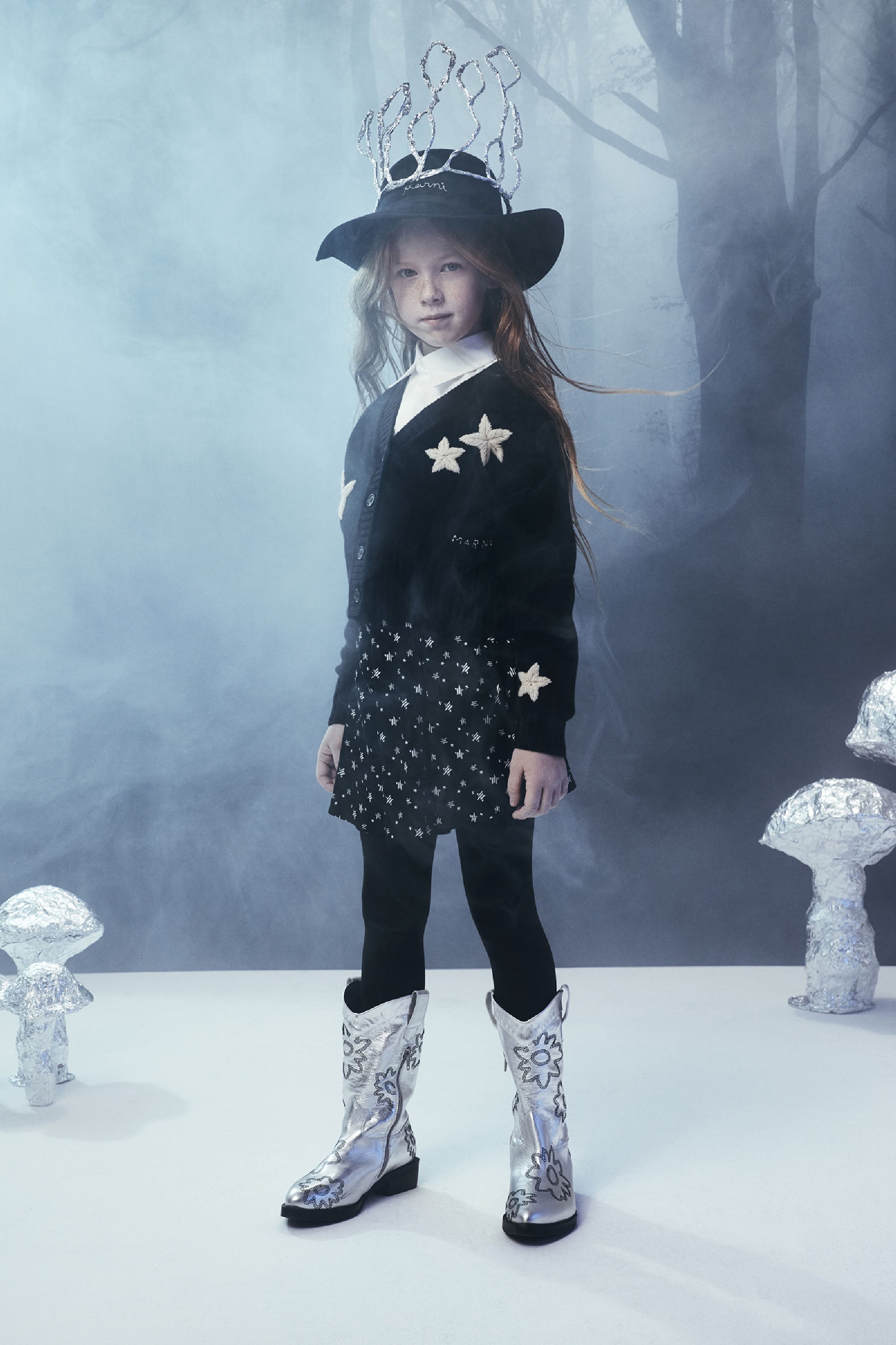 Wool print cardigan - Black