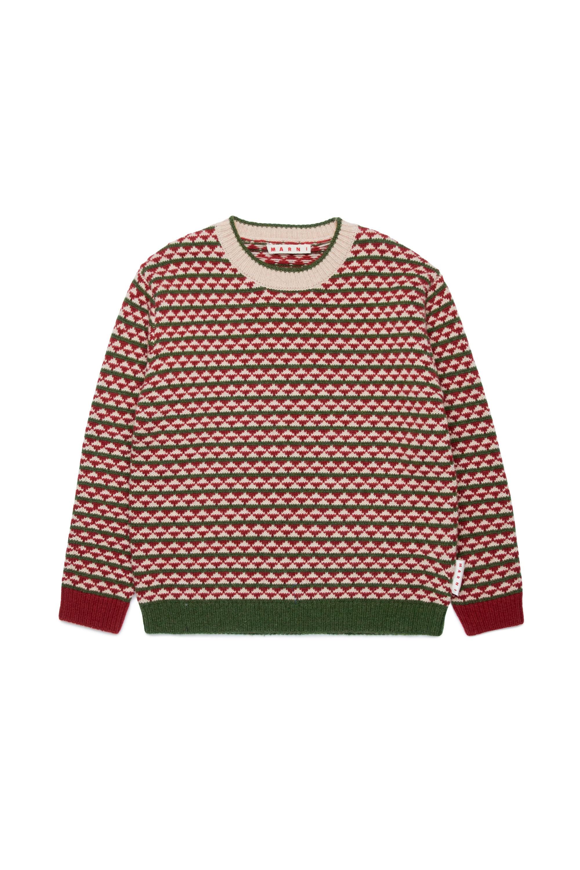 Pull à imprimé jacquard en laine - Deep Lichen Green