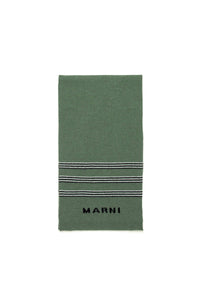 Wool blend striped scarf - Deep Lichen Green