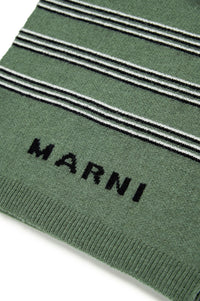 Wool blend striped scarf - Deep Lichen Green
