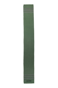 Wool blend striped scarf - Deep Lichen Green