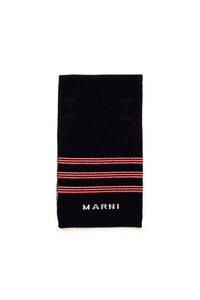 Wool blend striped scarf - Black