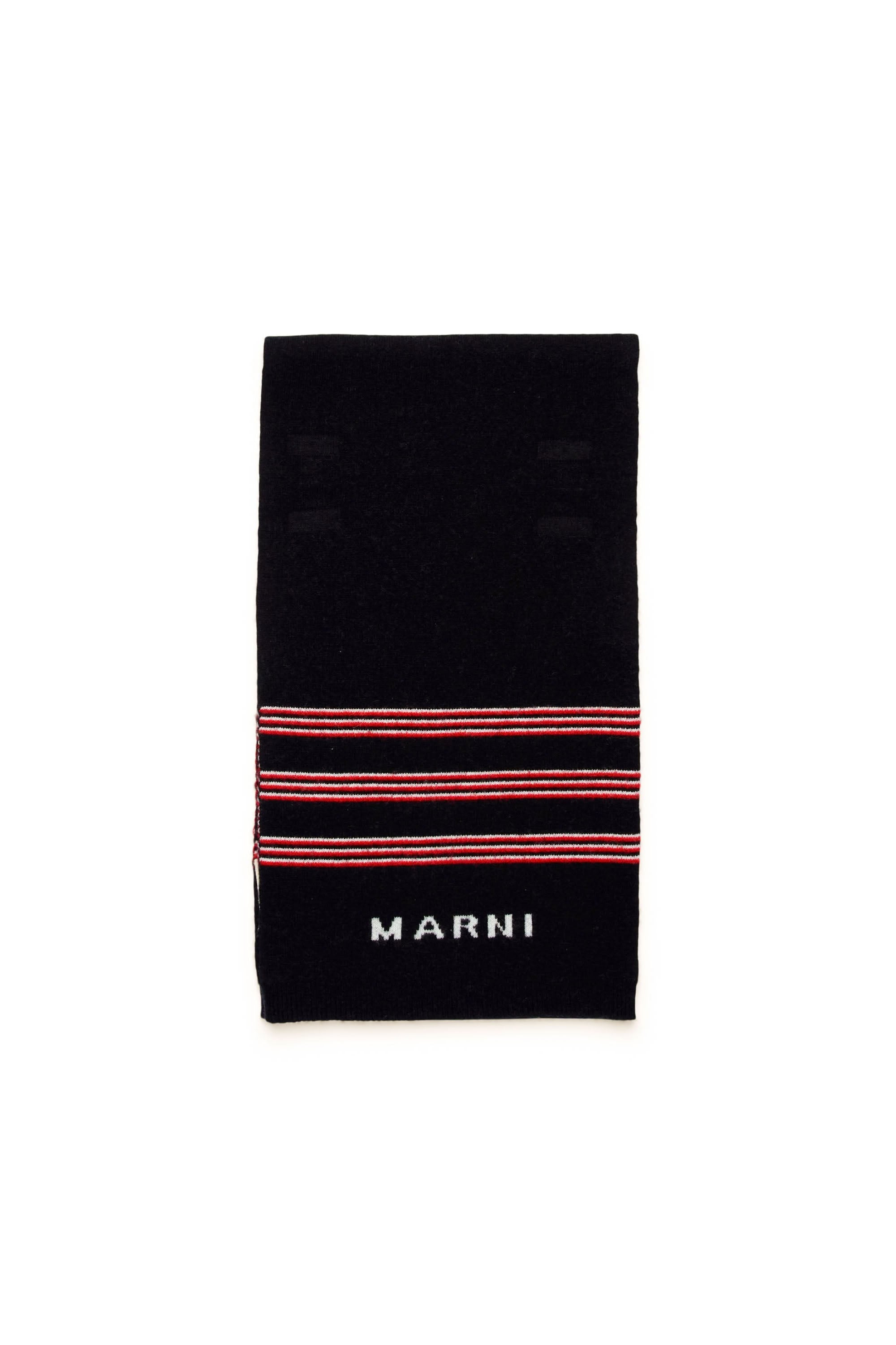 Wool blend striped scarf - Black