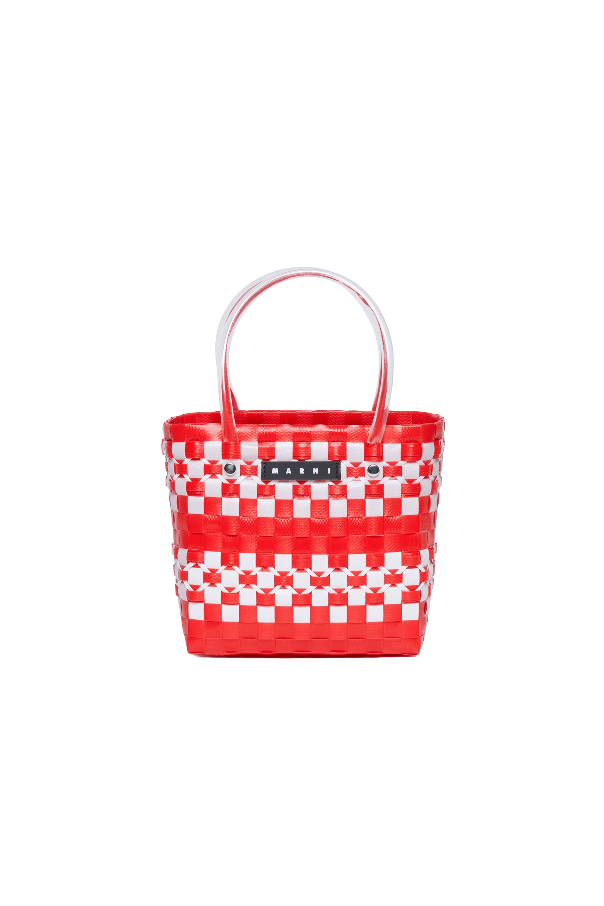 Check braided check bag - M Bright Red & White