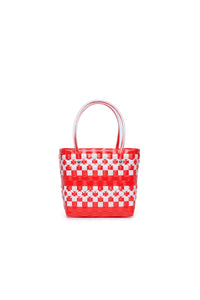 Check braided check bag - M Bright Red & White