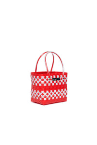 Check braided check bag - M Bright Red & White