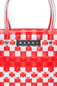 Check braided check bag - M Bright Red & White