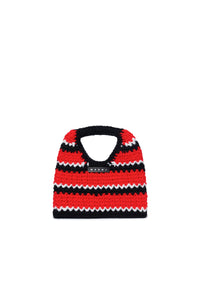 Jacquard print bag - M Bright Red & Black