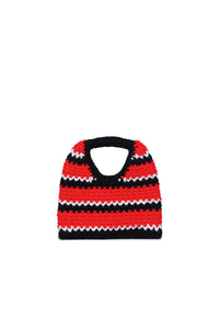 Jacquard print bag - M Bright Red & Black
