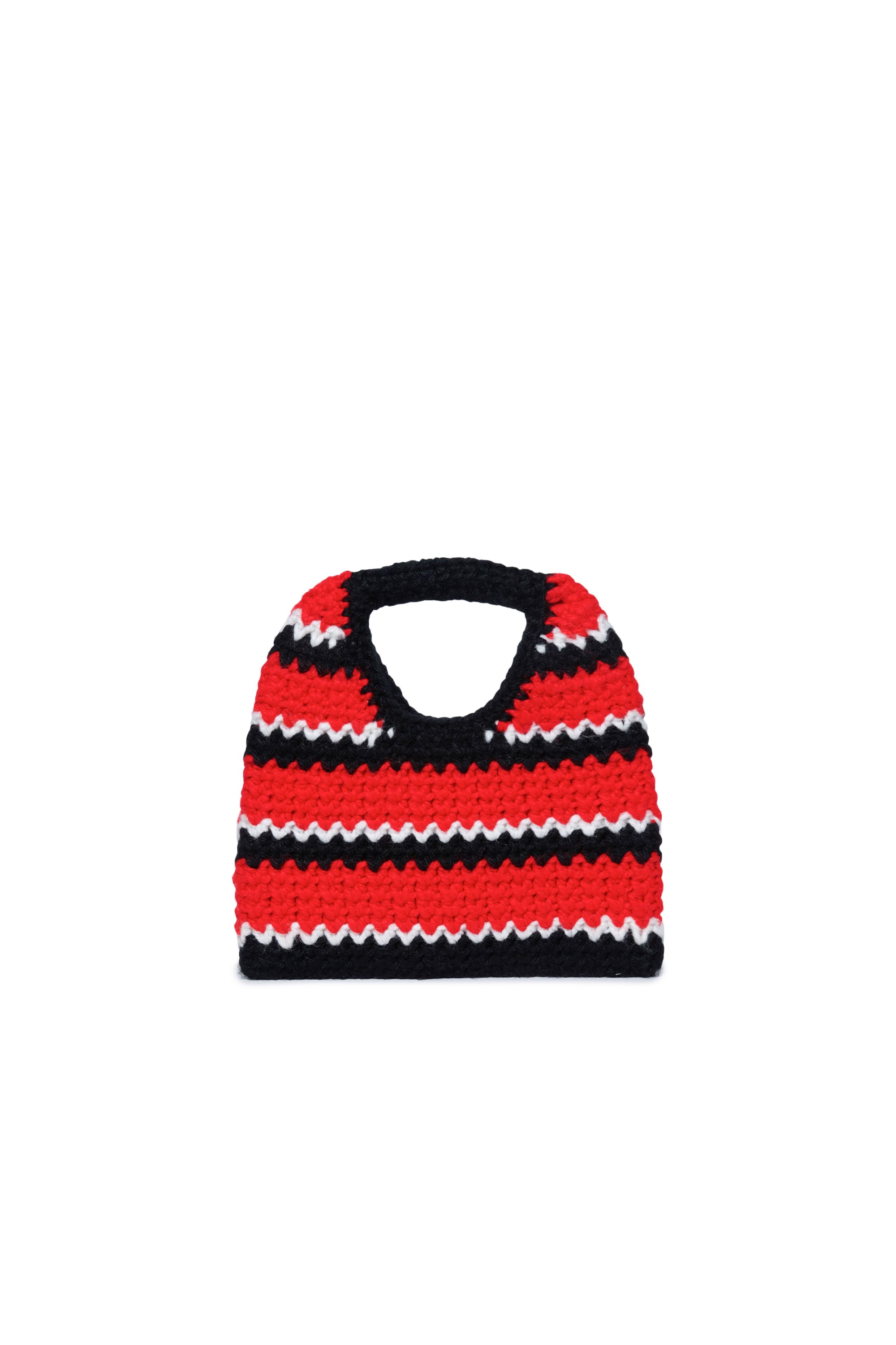 Jacquard print bag - M Bright Red & Black