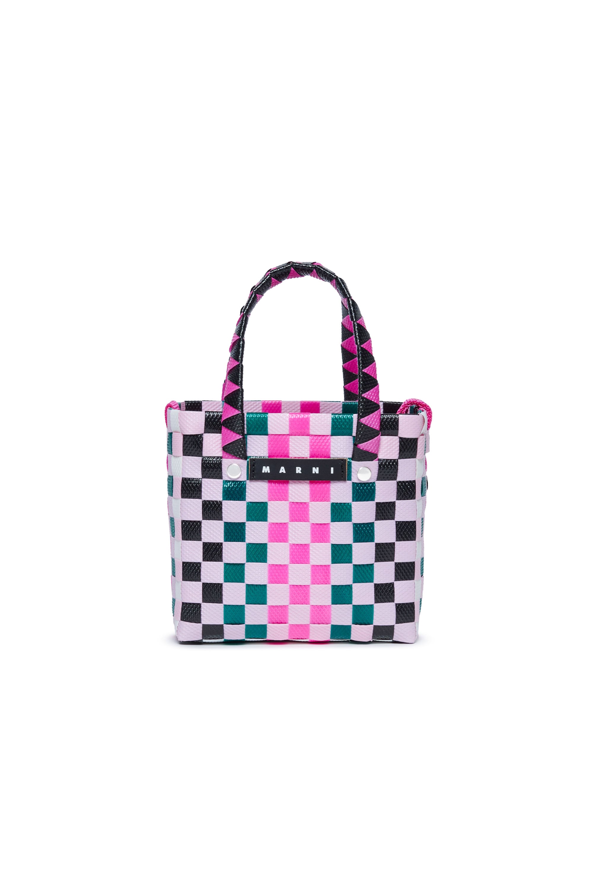 Braided check bag - Lilac Black & Green