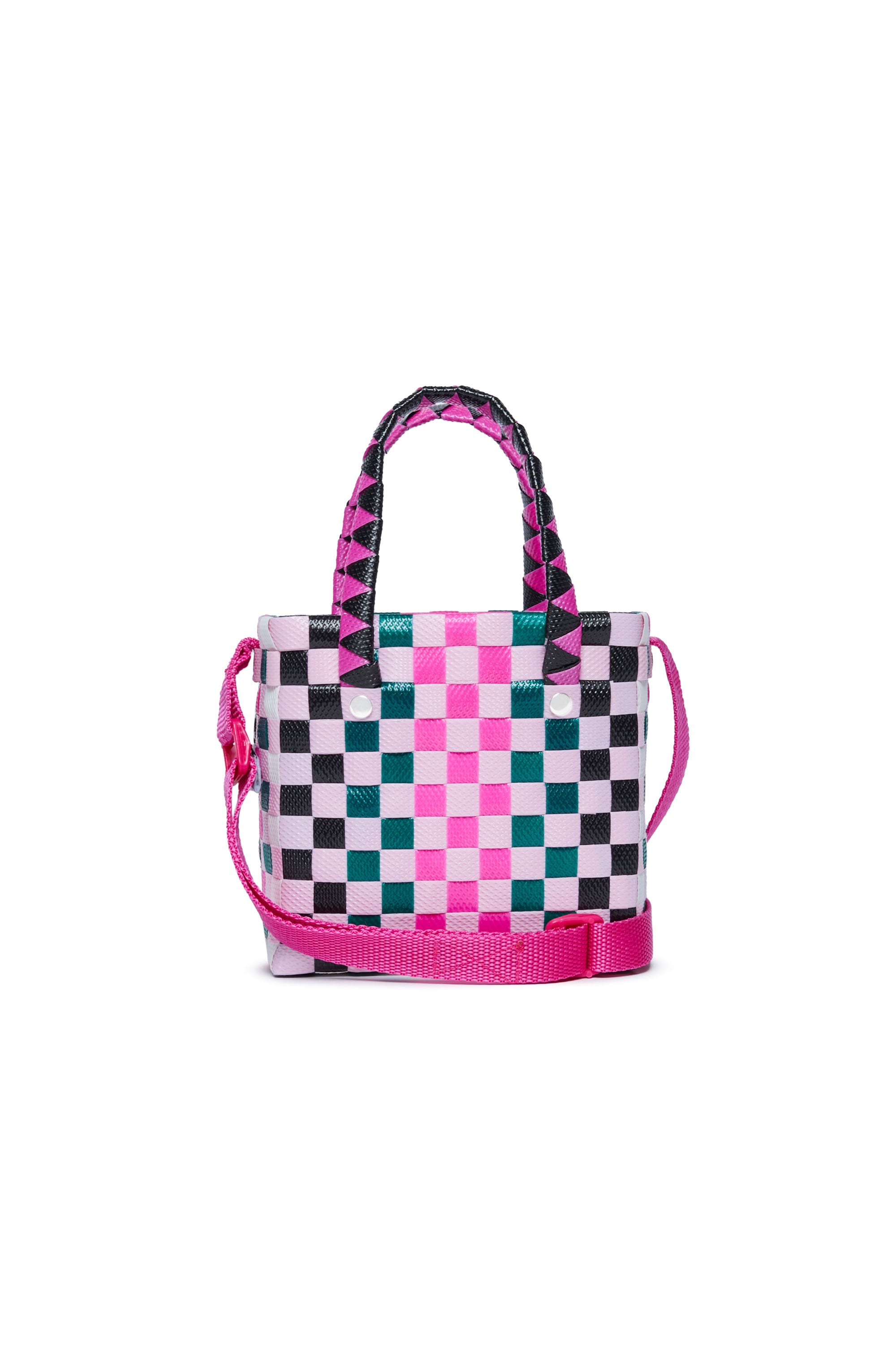 Braided check bag - Lilac Black & Green