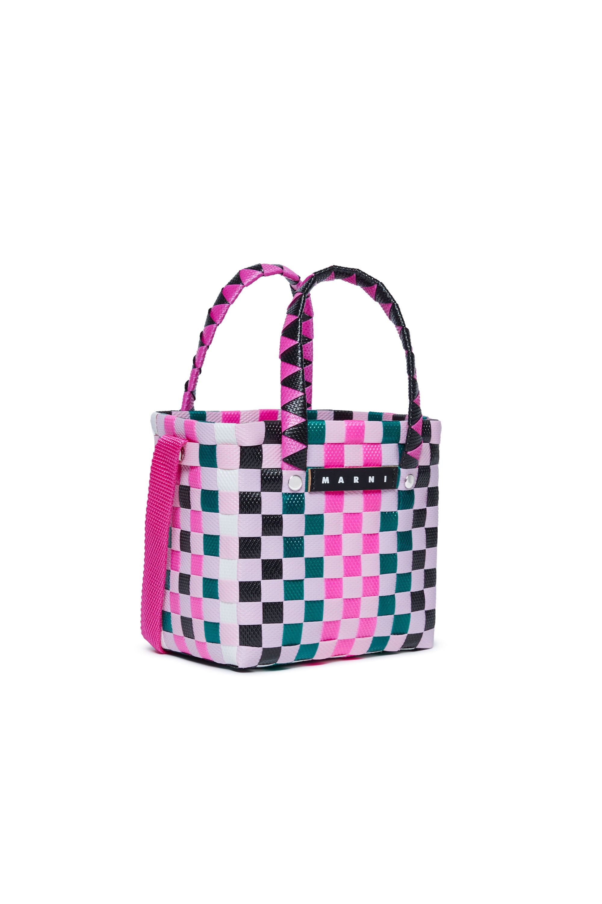 Braided check bag - Lilac Black & Green