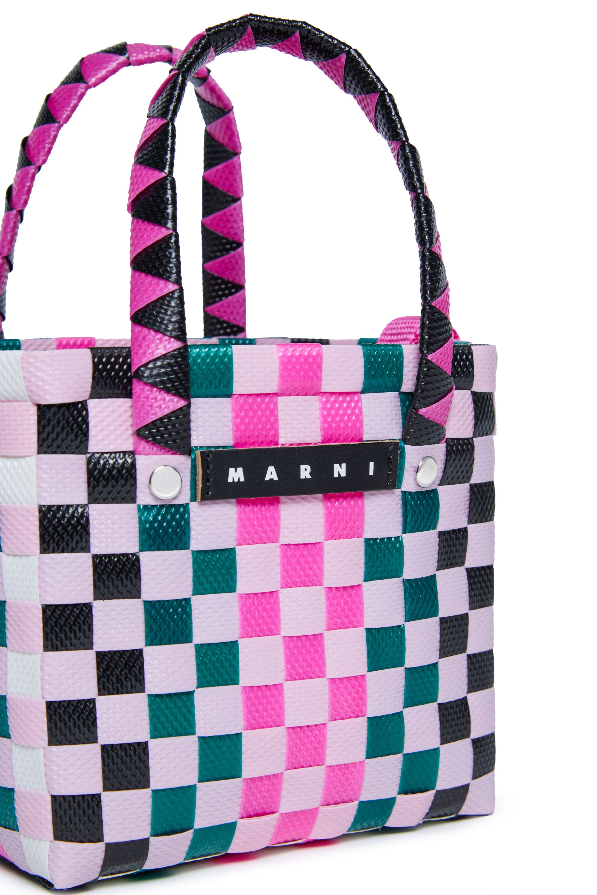 Braided check bag - Lilac Black & Green