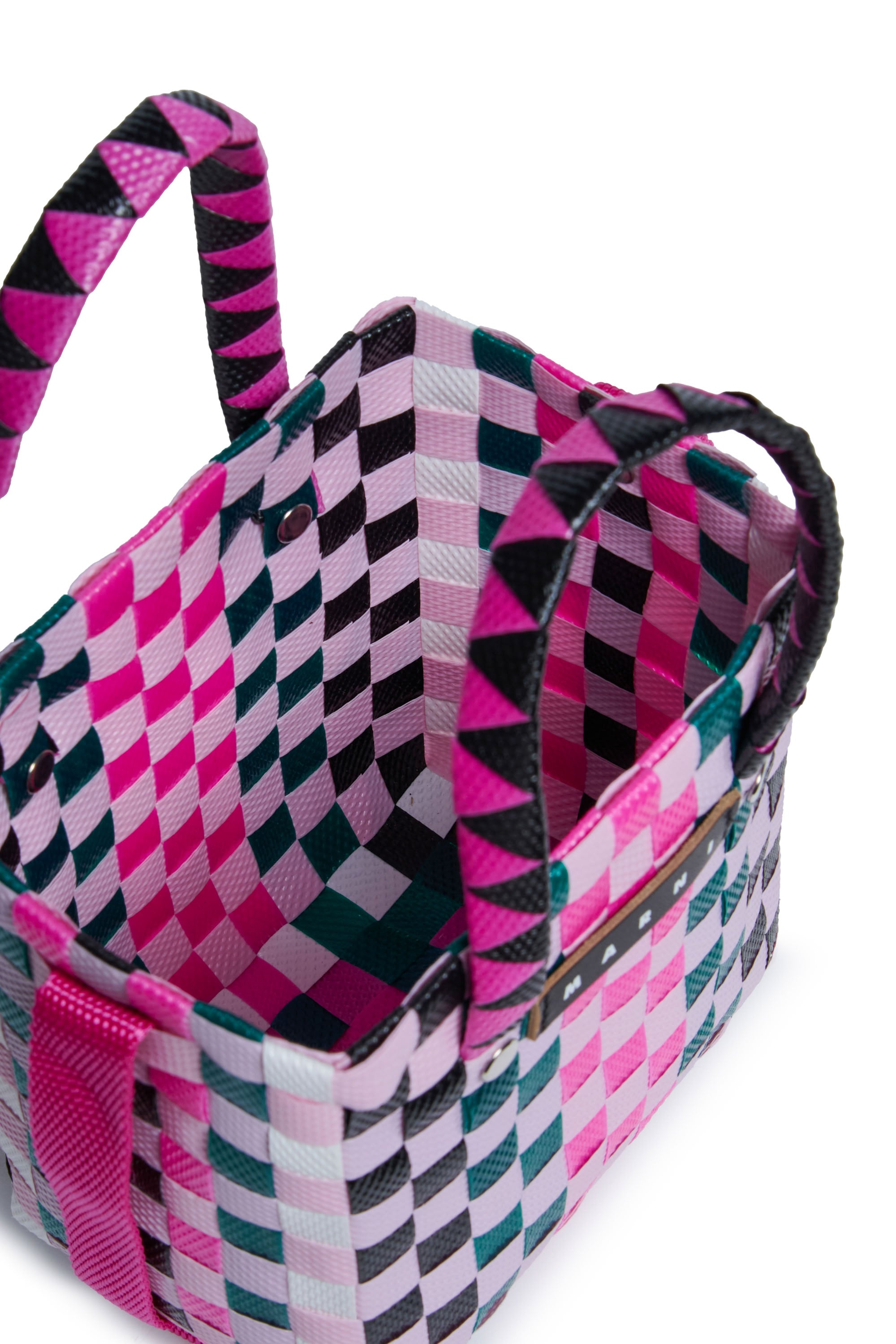 Braided check bag - Lilac Black & Green