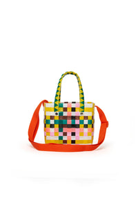 Braided check bag - Yellow Green & Pink