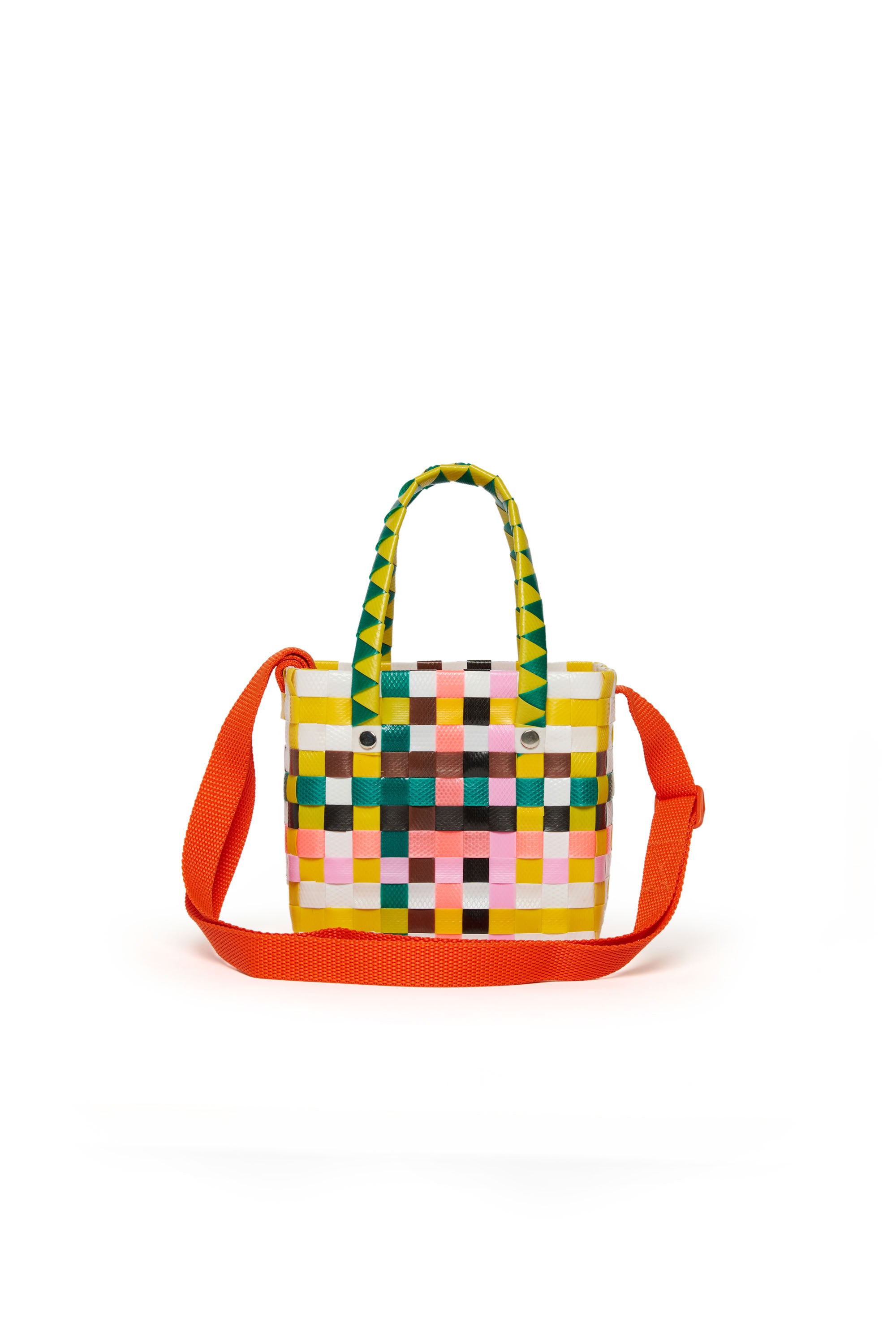 Braided check bag - Yellow Green & Pink