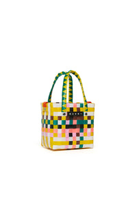 Braided check bag - Yellow Green & Pink