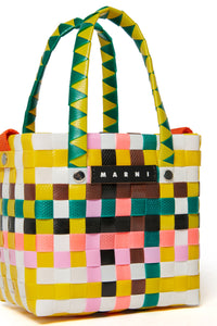 Braided check bag - Yellow Green & Pink