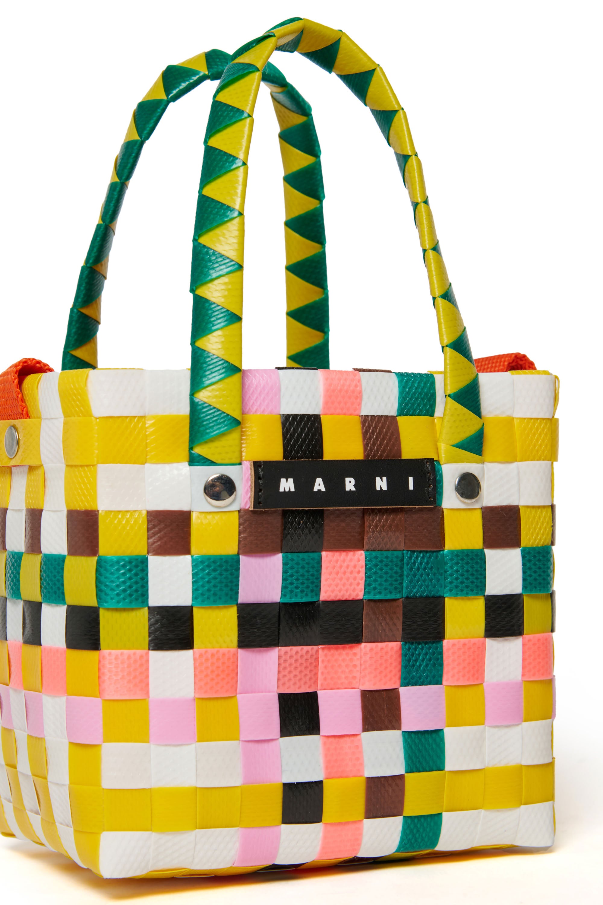 Braided check bag - Yellow Green & Pink