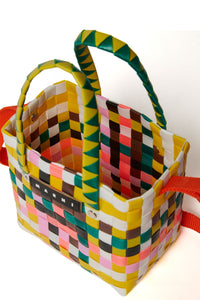 Braided check bag - Yellow Green & Pink
