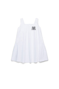 Flared dress with logo - White