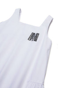 Flared dress with logo - White