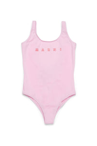 One-piece swimming costume with logo - Soft Pink